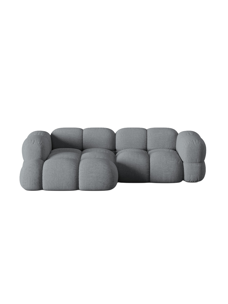 
3-Seater Designer Corner Sofa "Loretto" - Textured Fabric Grey / Left corner section