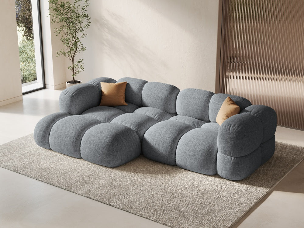 
3-Seater Designer Corner Sofa "Loretto" - Textured Fabric Grey / Left corner section