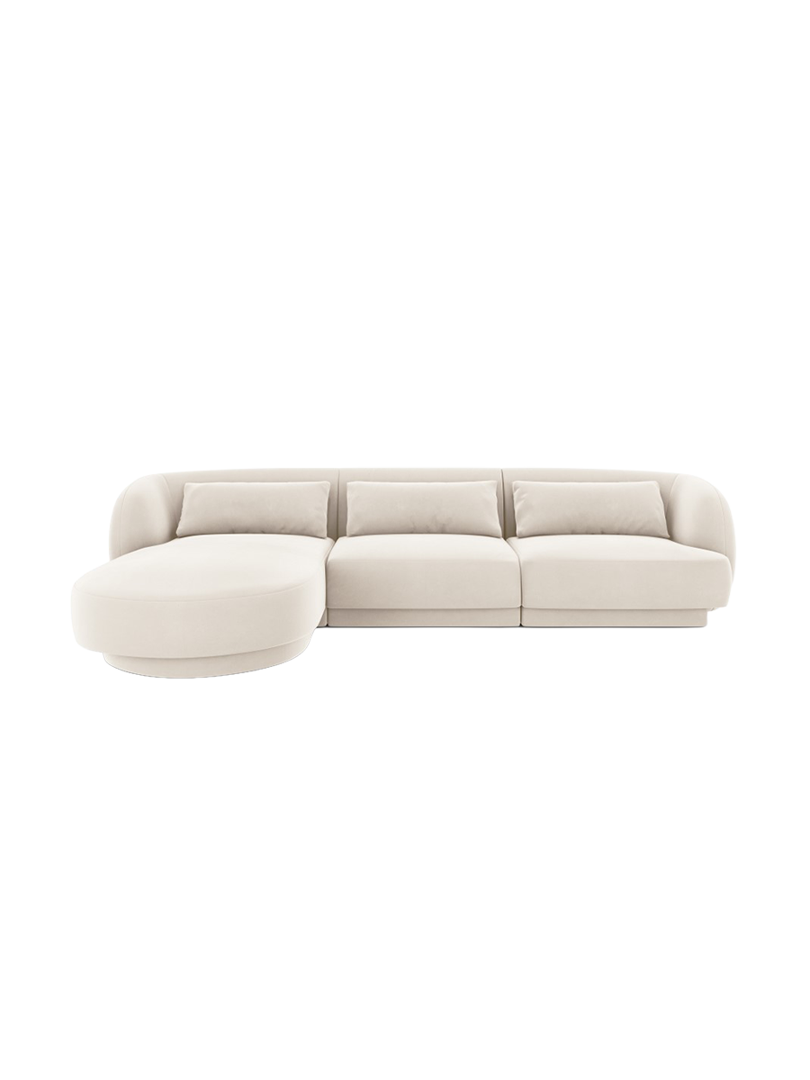 
4-seater designer corner sofa "Tulum" - Light Beige Velvet / Left corner section