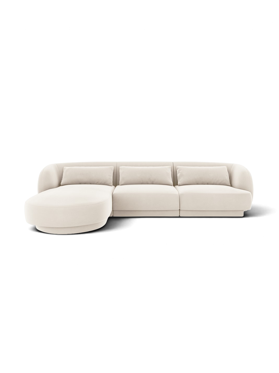 
Canapé d'angle design 4 places « Tulum » - Chenille beige clair / Pièce d'angle gauche