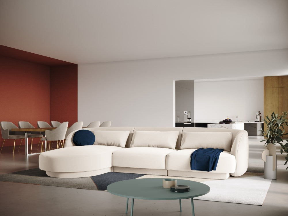 
4-seater designer corner sofa "Tulum" - Light Beige Velvet / Left corner section
