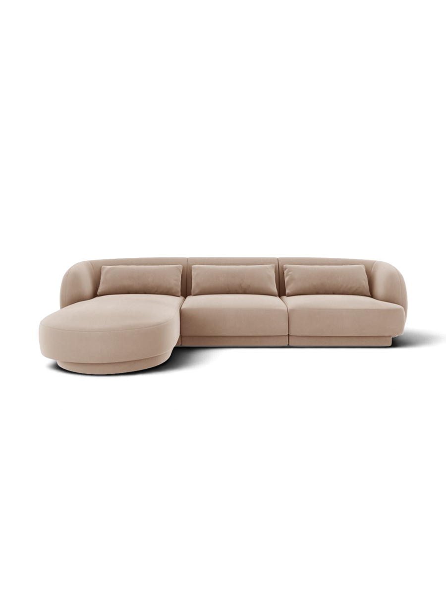 
Canapé d'angle design 4 places « Tulum » - Chenille beige clair / Pièce d'angle gauche