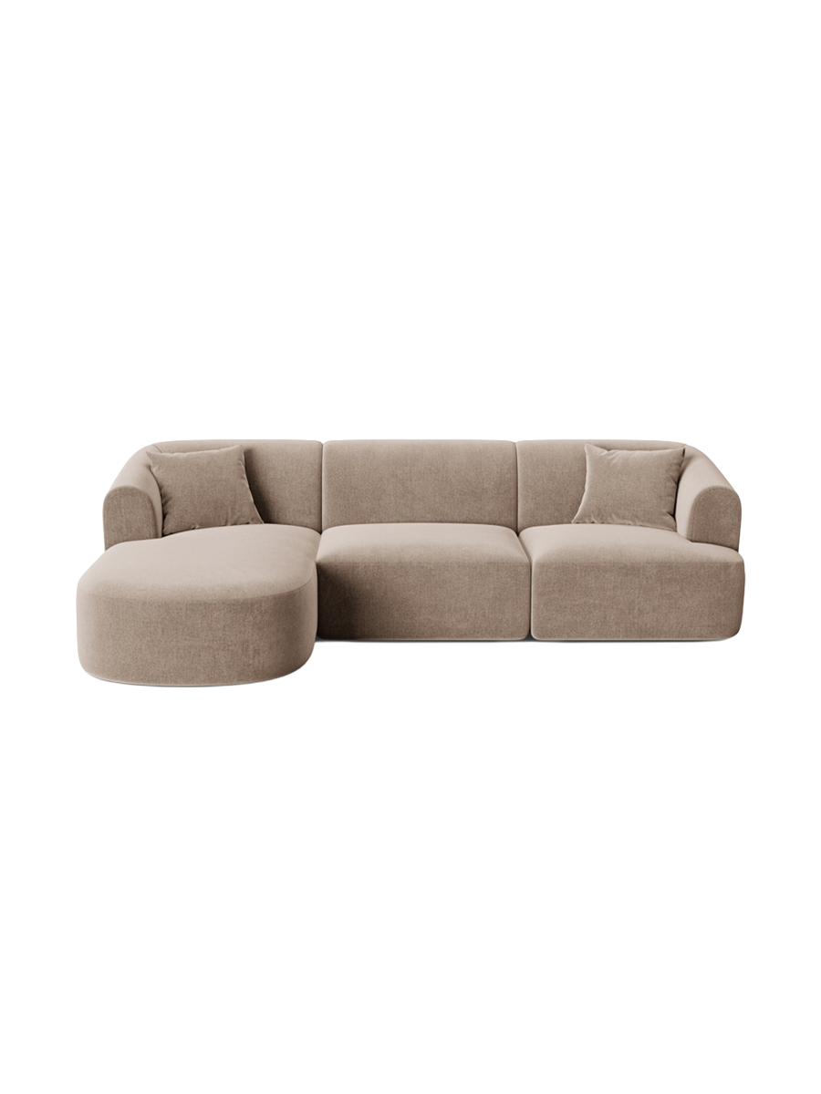 
4-Seater Designer Corner Sofa "Campi" - Velvet Beige Dark / Left corner section