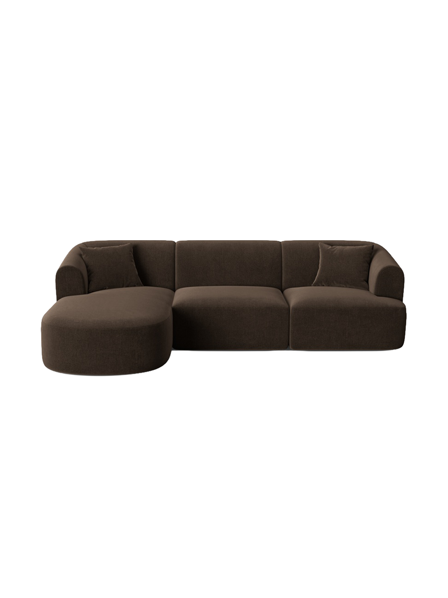 
4-Seater Designer Corner Sofa "Campi" - Velvet Chocolate / Left corner section