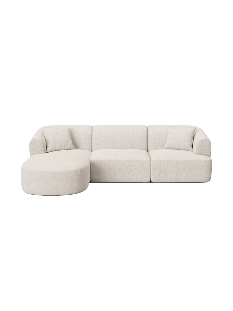 
4-Seater Designer Corner Sofa "Campi" - Structured Fabric Light Beige / Left corner section