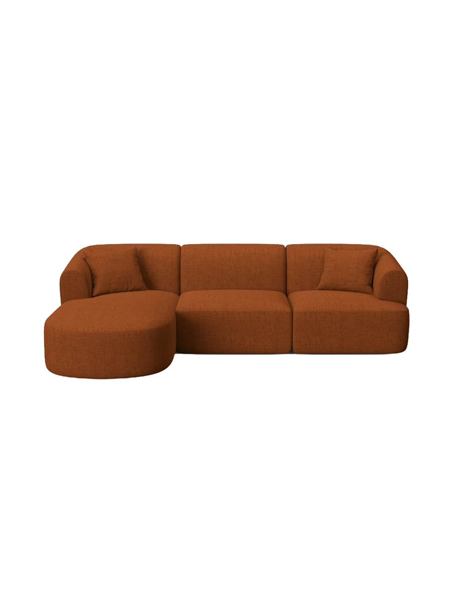 
4-Seater Designer Corner Sofa "Campi" - Upholstery fabric Brick / Left corner section