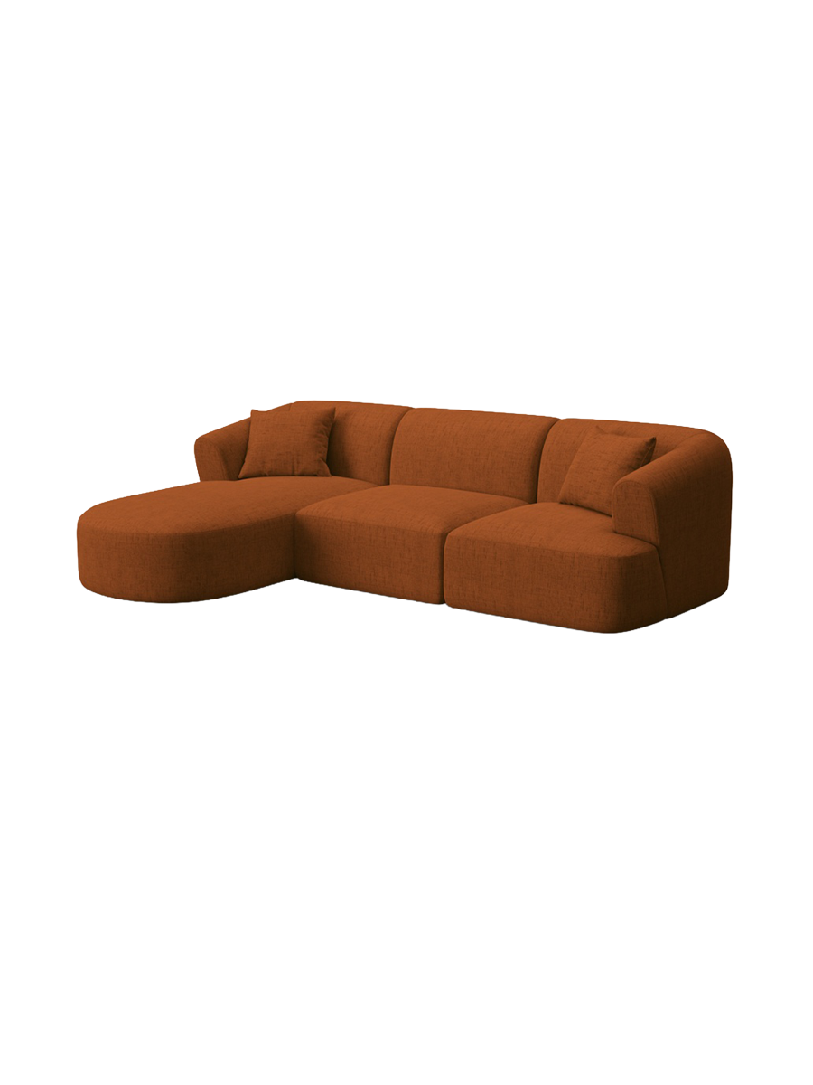 
4-Seater Designer Corner Sofa "Campi" - Upholstery fabric Brick / Left corner section