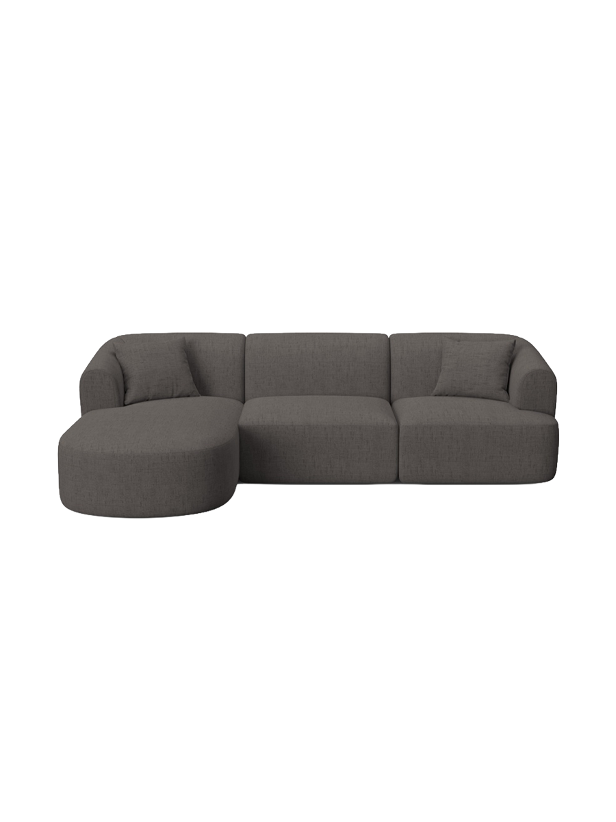 
4-Seater Designer Corner Sofa "Campi" - Textured Fabric Grey / Left corner section