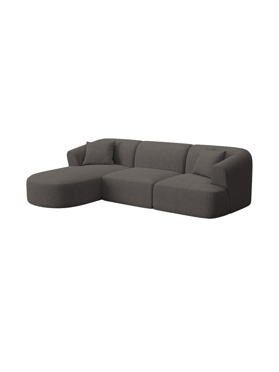 
4-Seater Designer Corner Sofa "Campi" - Textured Fabric Grey / Left corner section