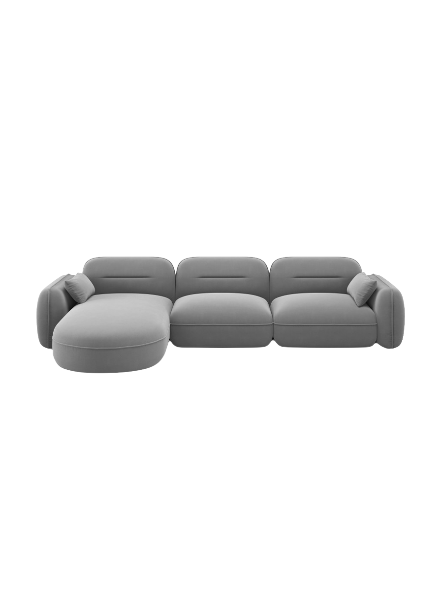 
5-Sitzer Design Ecksofa „Sydney“ - Samt Hellgrau / Eckteil links