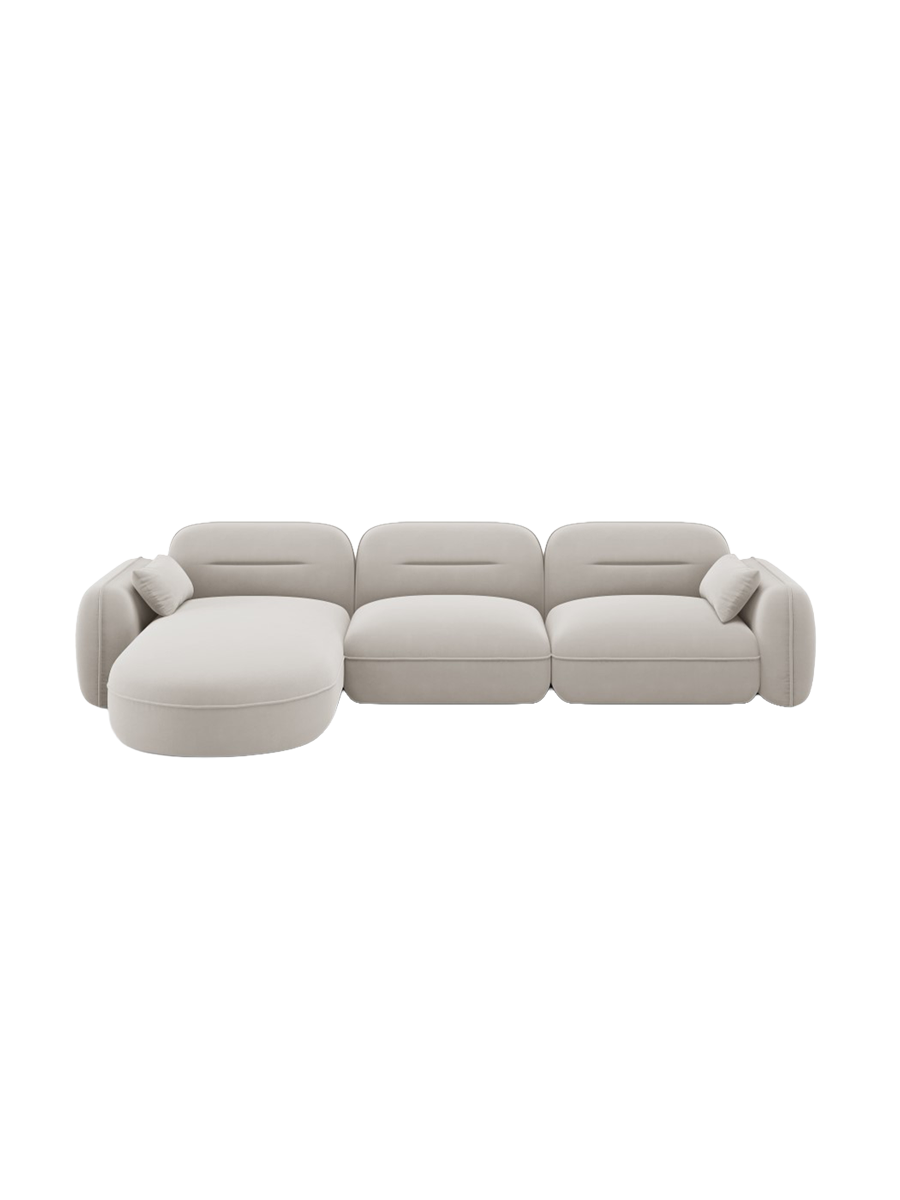 
5-Sitzer Design Ecksofa „Sydney“ - Samt Beige hell / Eckteil links