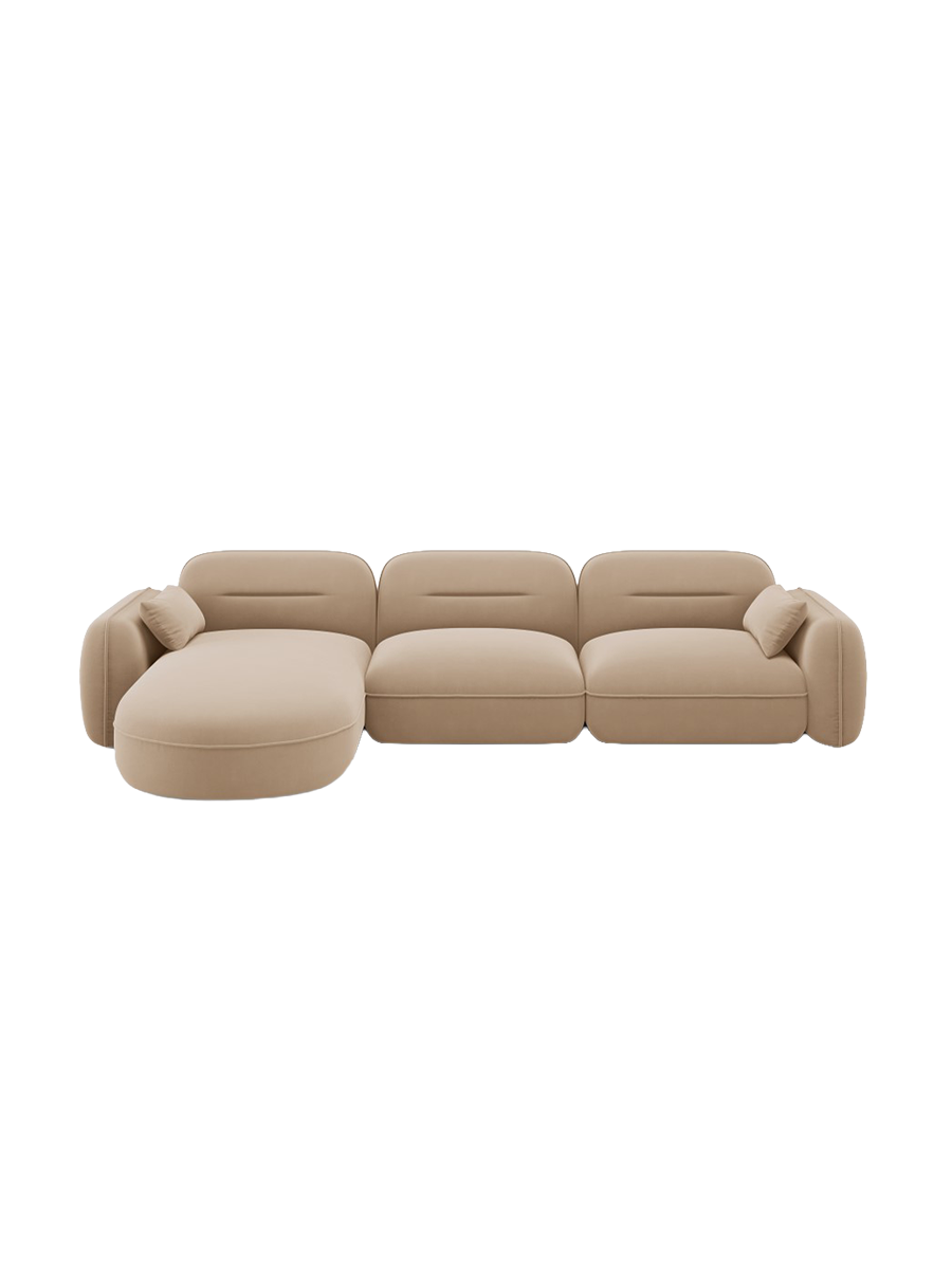 
5-Sitzer Design Ecksofa „Sydney“ - Samt Sand / Eckteil links