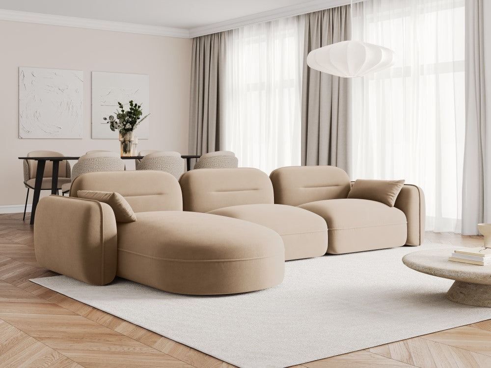 
5-Sitzer Design Ecksofa „Sydney“ - Samt Sand / Eckteil links