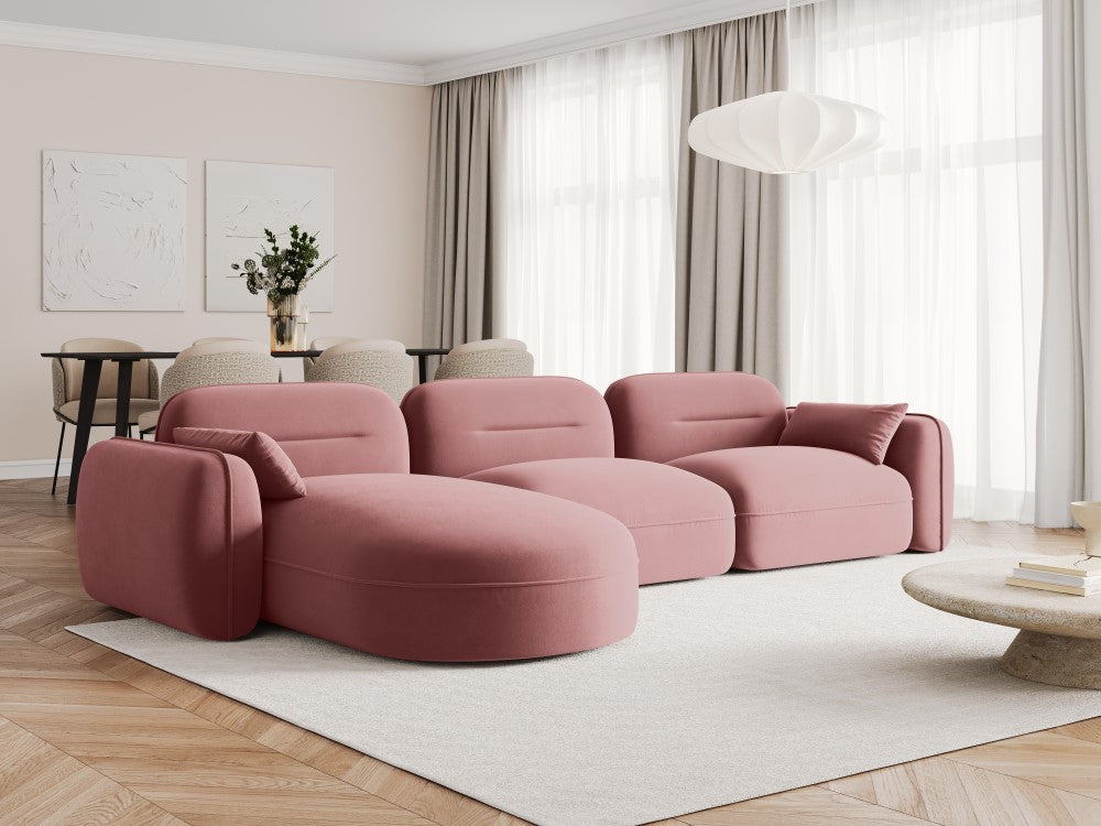
5-Sitzer Design Ecksofa „Sydney“ - Samt Flamingo Rosa / Eckteil links