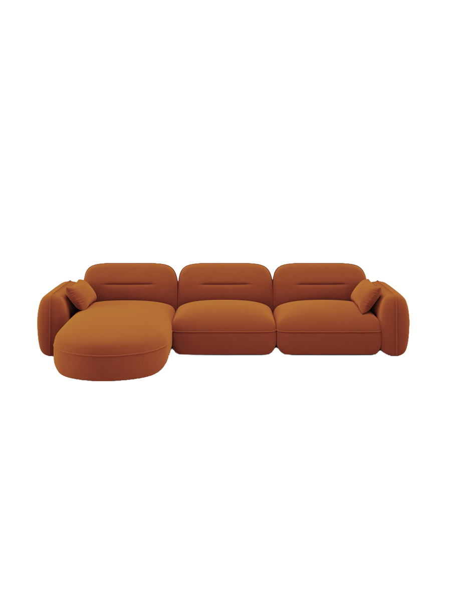
5-Sitzer Design Ecksofa „Sydney“ - Samt Terracotta / Eckteil links