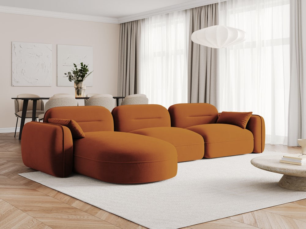 
5-Sitzer Design Ecksofa „Sydney“ - Samt Terracotta / Eckteil links