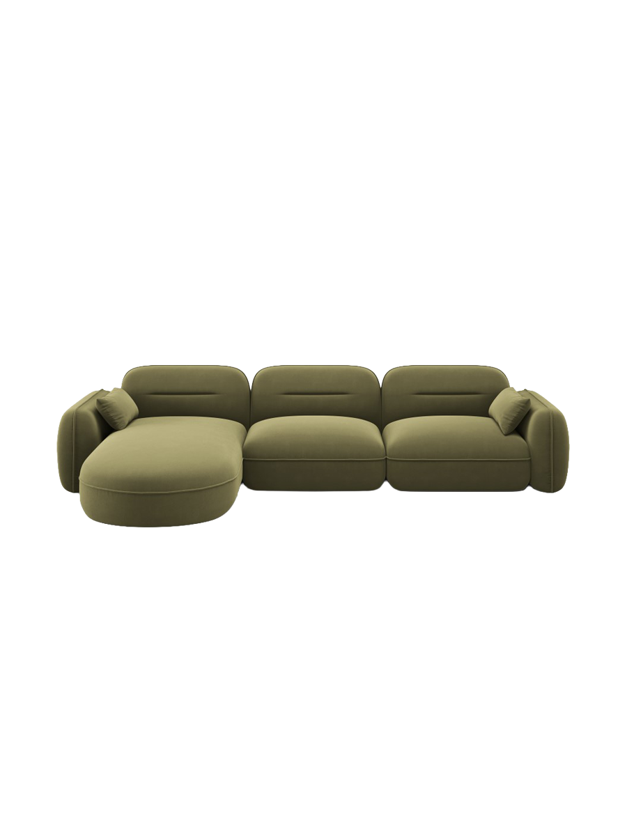 
5-Sitzer Design Ecksofa „Sydney“ - Samt Hellgrün / Eckteil links