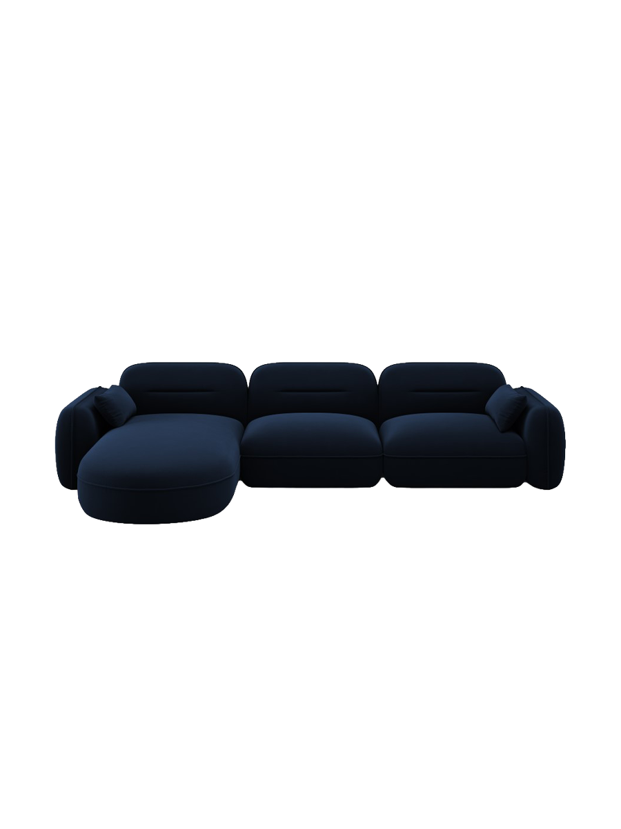 
5-Sitzer Design Ecksofa „Sydney“ - Samt Königsblau / Eckteil links
