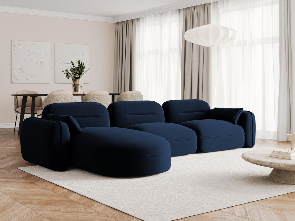 
5-Sitzer Design Ecksofa „Sydney“ - Samt Königsblau / Eckteil links