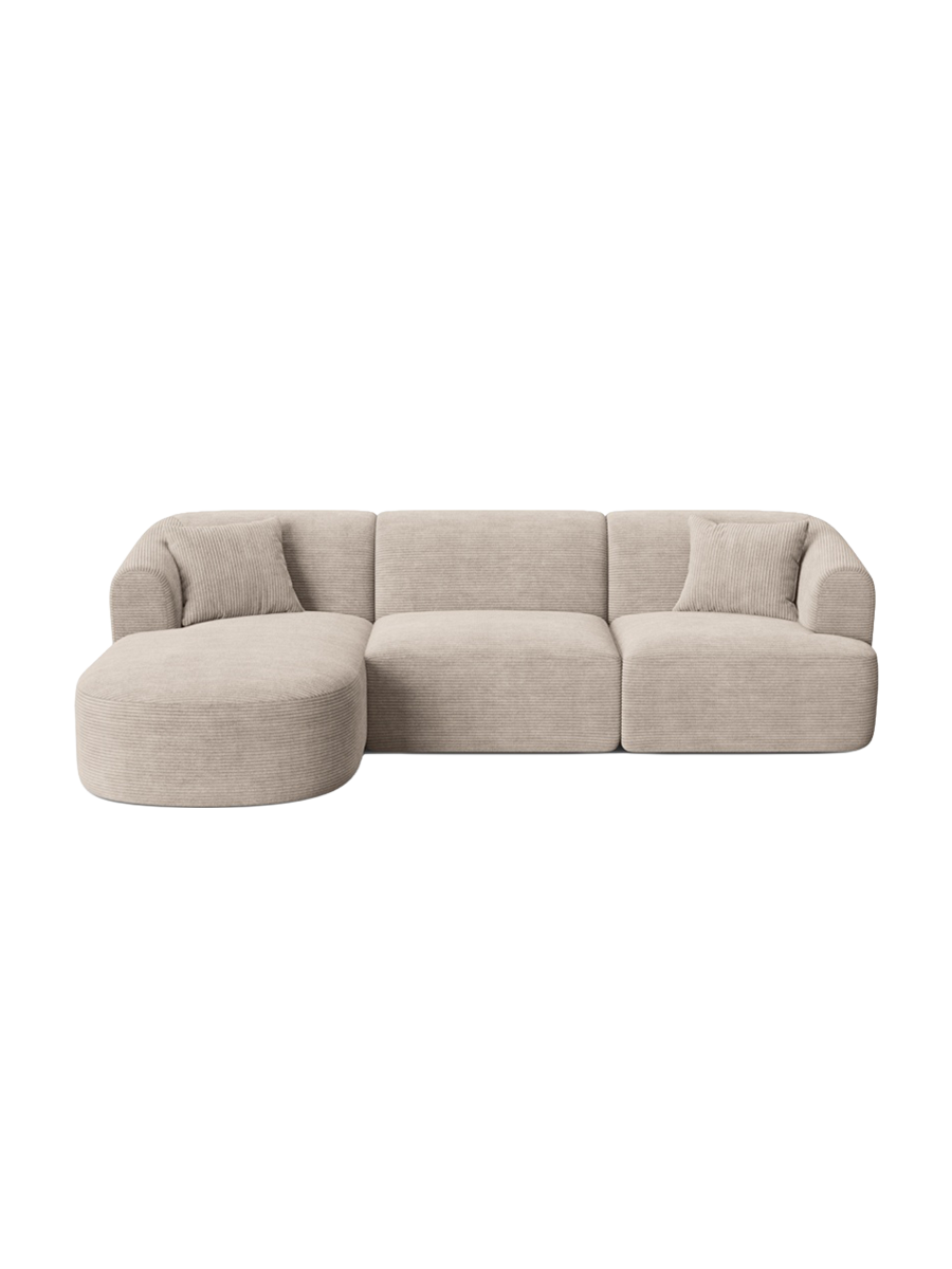 
4-Seater Designer Corner Sofa "Campi" - Corduroy Cappuccino / Left corner section