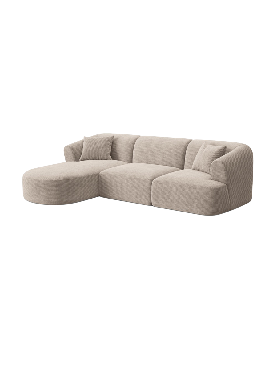 
4-Seater Designer Corner Sofa "Campi" - Corduroy Cappuccino / Left corner section