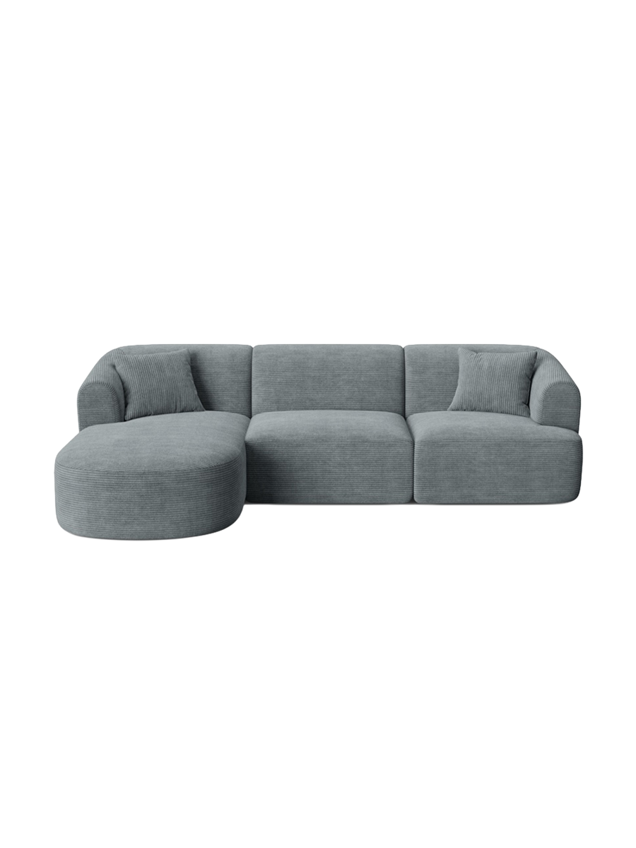 
4-Seater Designer Corner Sofa "Campi" - Cord Dark Grey / Left corner section