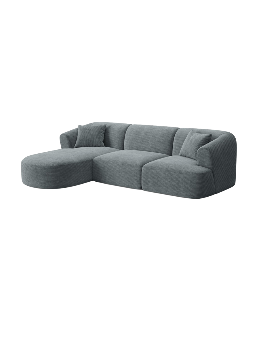 
4-Seater Designer Corner Sofa "Campi" - Cord Dark Grey / Left corner section