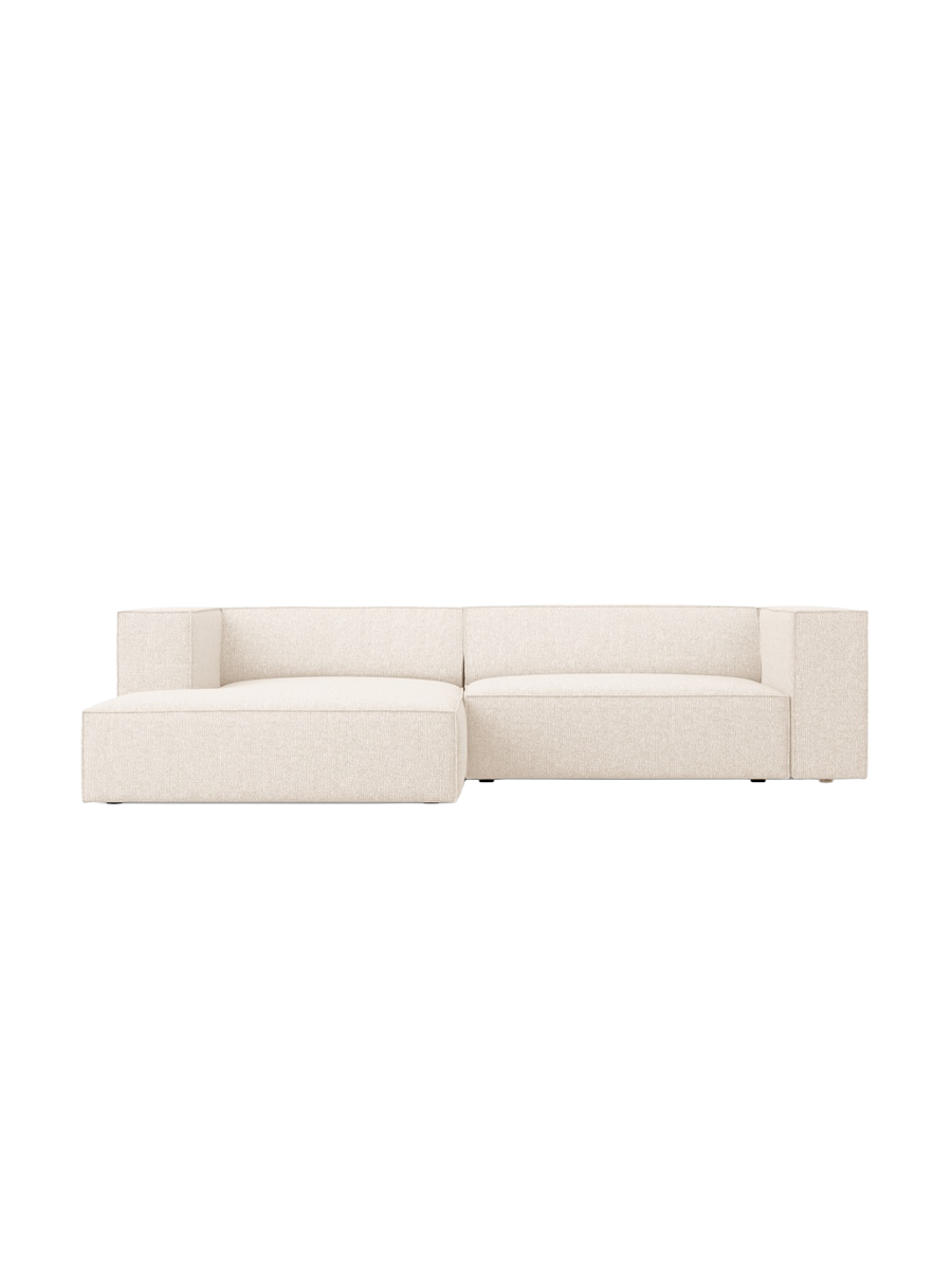 
3-Seater Designer Corner Sofa "Arendal" - Chenille Light Beige / Left corner section