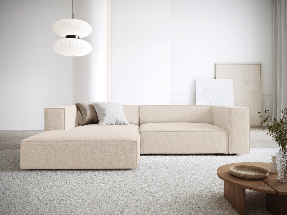 
3-Seater Designer Corner Sofa "Arendal" - Chenille Light Beige / Left corner section