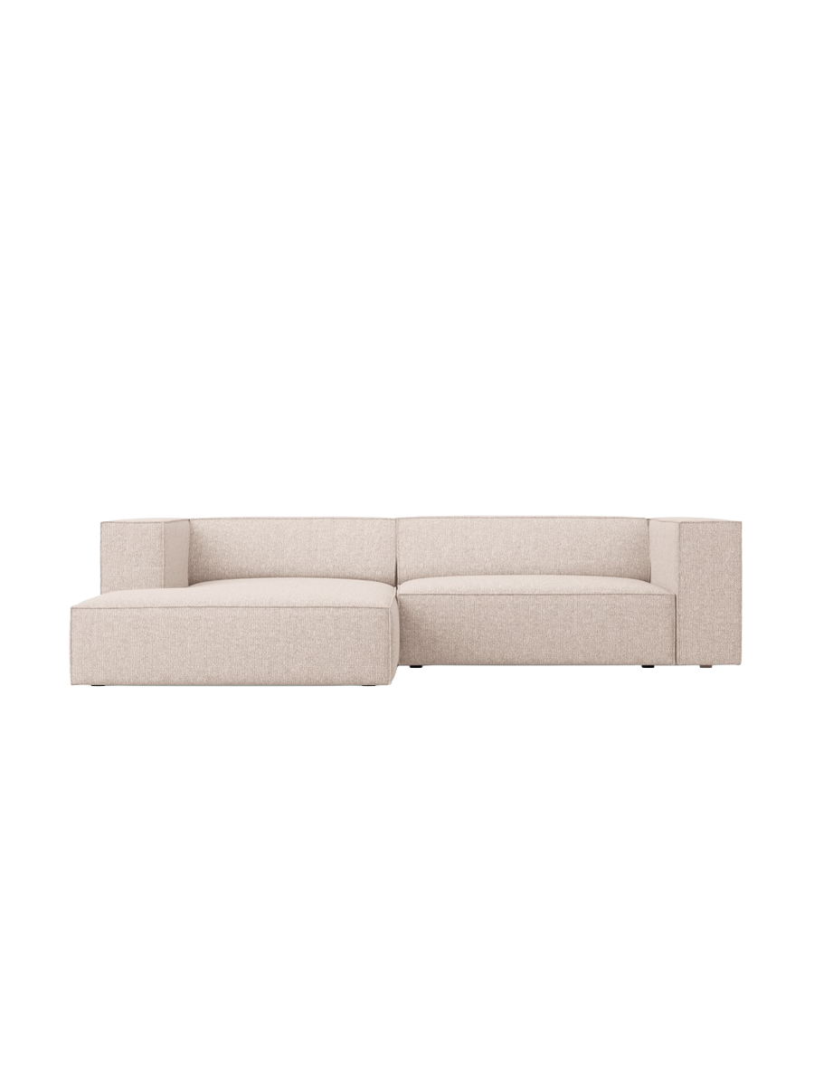 
3-Seater Designer Corner Sofa "Arendal" - Chenille Beige / Left corner section