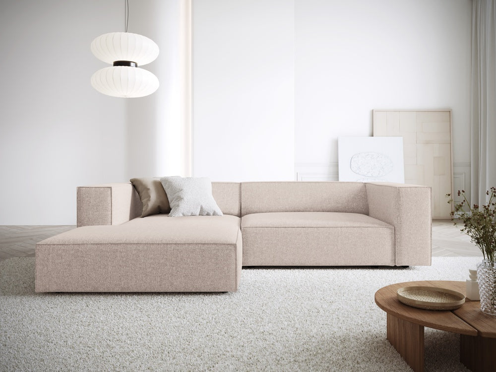 
3-Seater Designer Corner Sofa "Arendal" - Chenille Beige / Left corner section