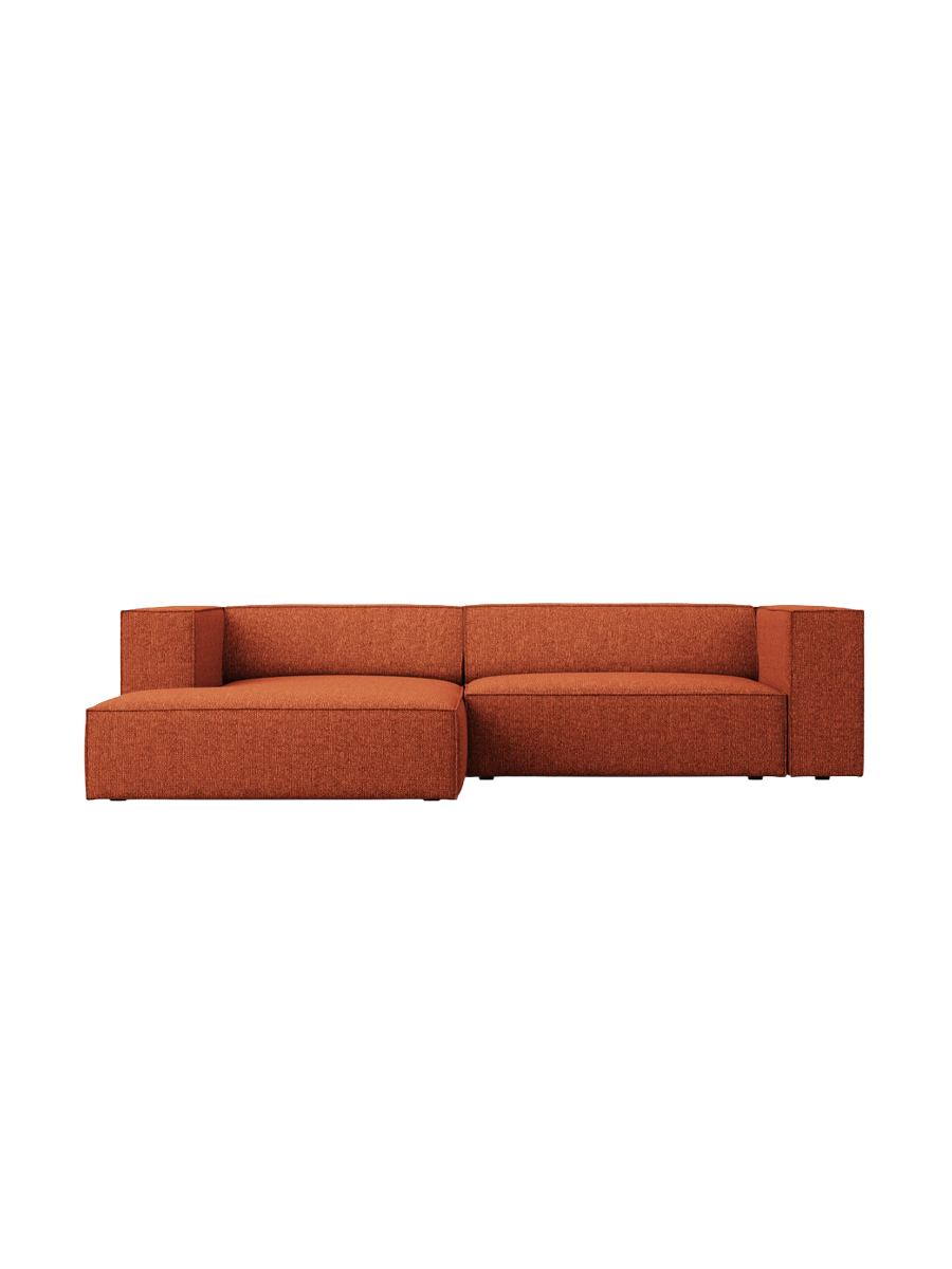
3-Seater Designer Corner Sofa "Arendal" - Chenille Terracotta / Left corner section