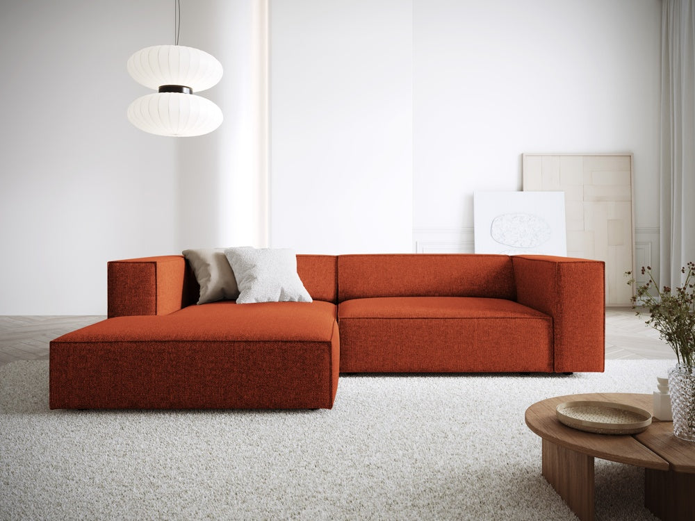 
3-Seater Designer Corner Sofa "Arendal" - Chenille Terracotta / Left corner section