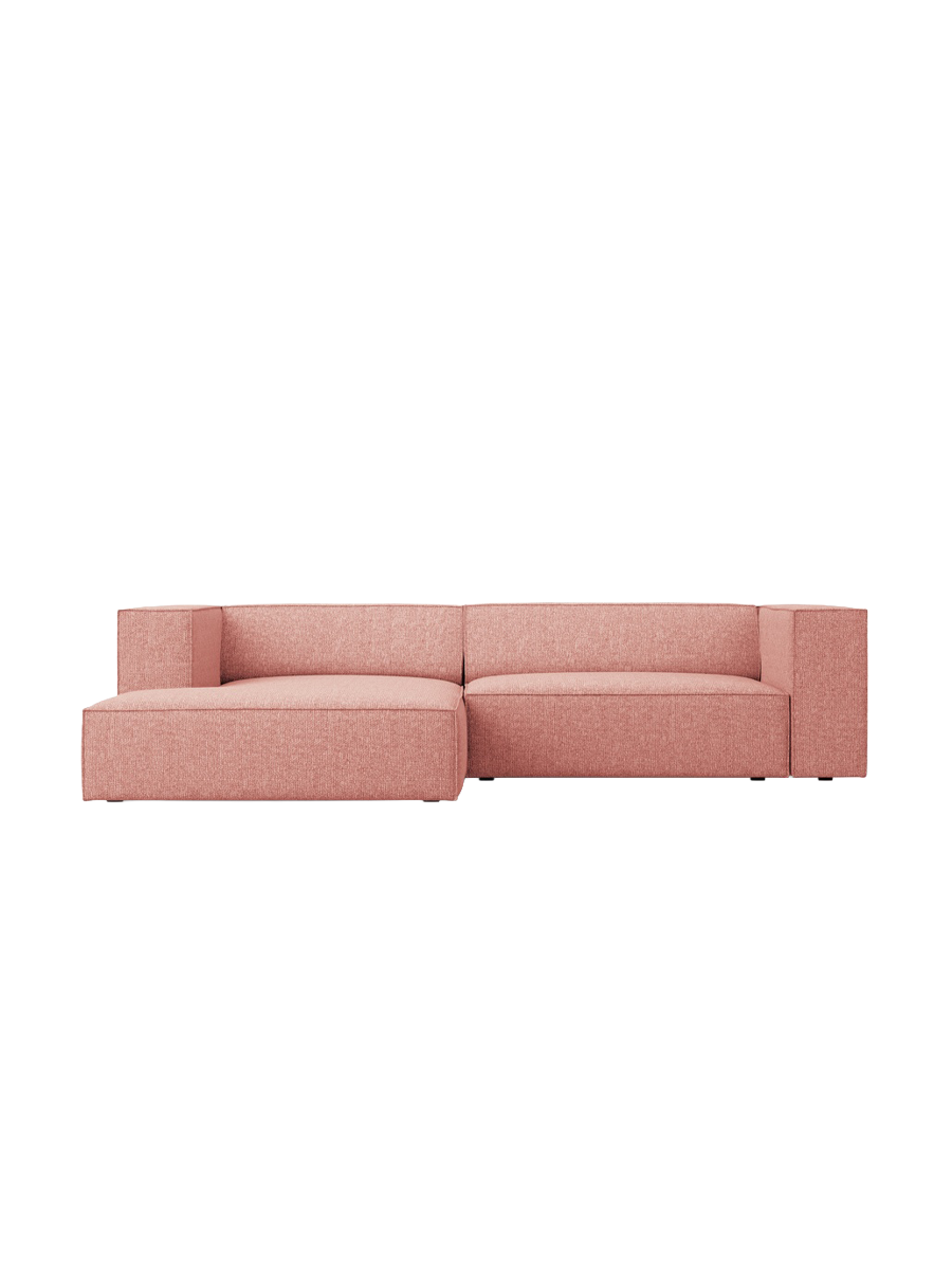 
3-Seater Designer Corner Sofa "Arendal" - Chenille Pink / Left corner section