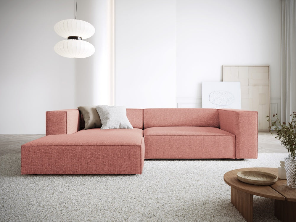 
3-Seater Designer Corner Sofa "Arendal" - Chenille Pink / Left corner section