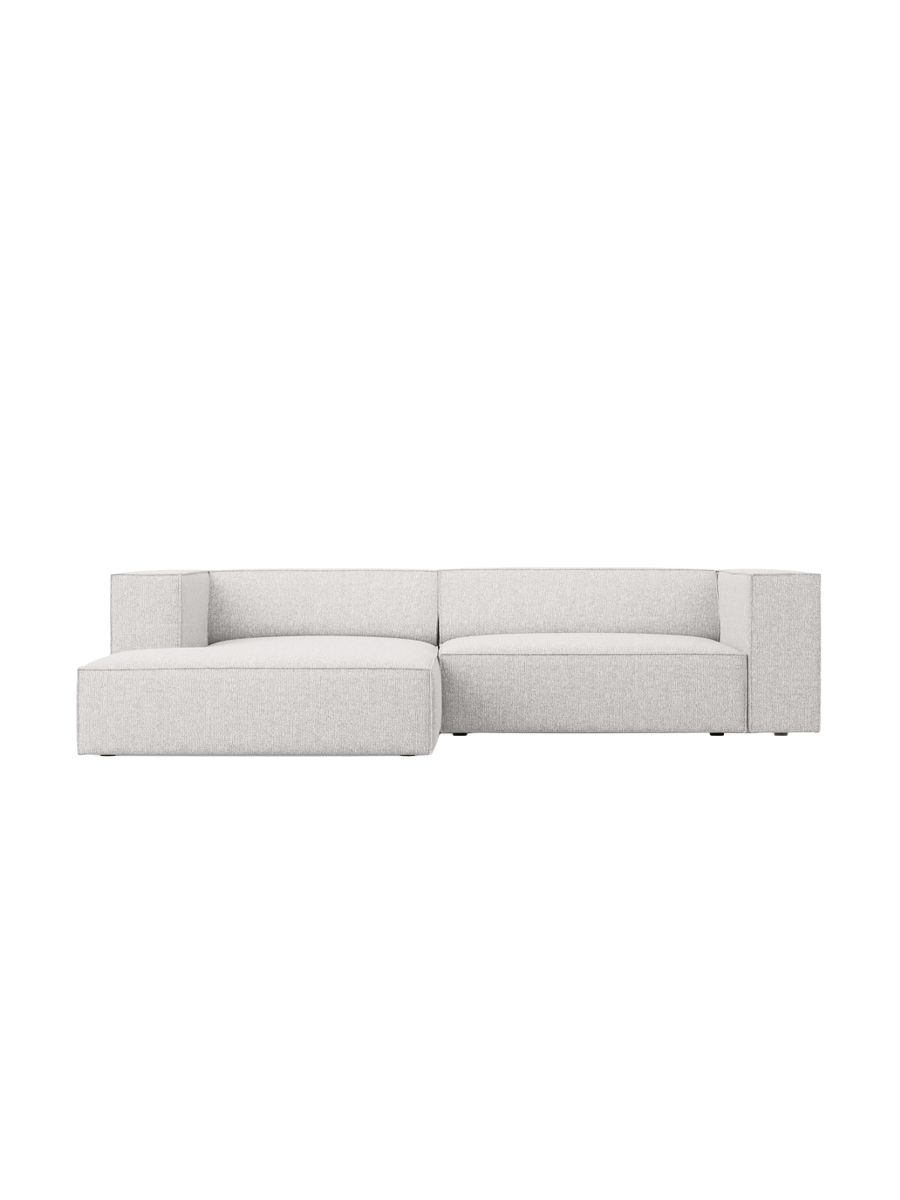 
3-Seater Designer Corner Sofa "Arendal" - Chenille Light Grey / Left corner section