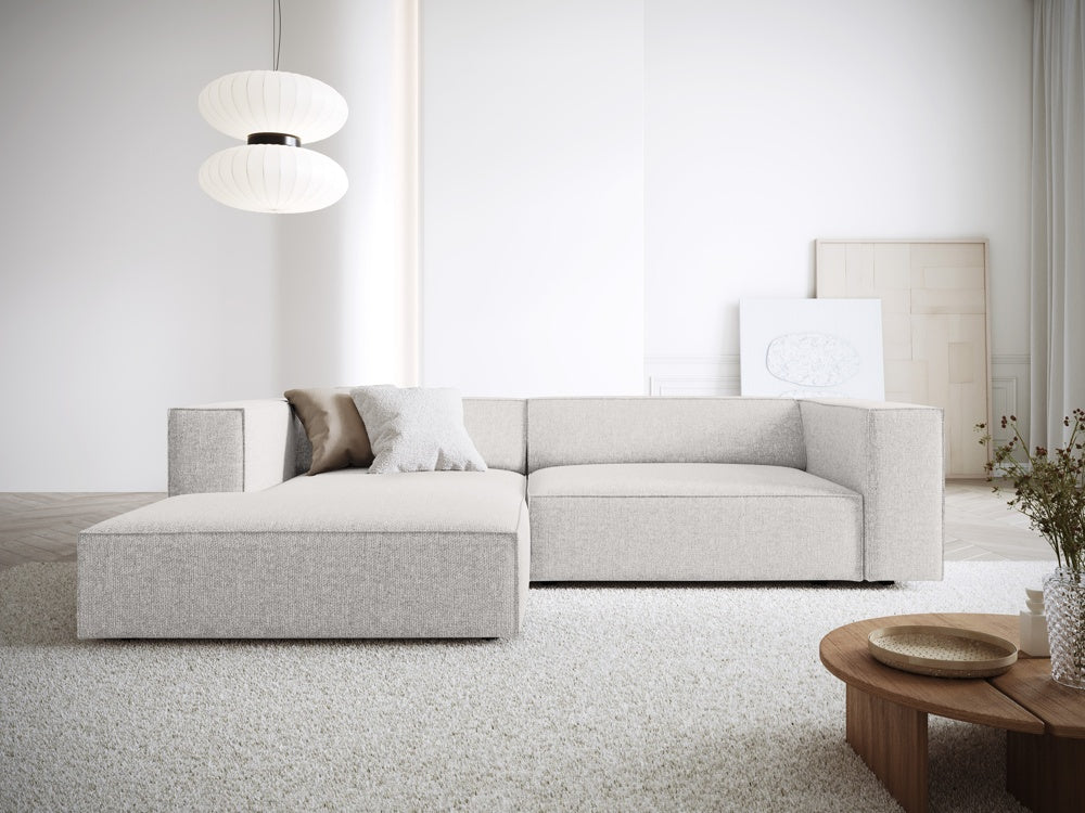 
3-Seater Designer Corner Sofa "Arendal" - Chenille Light Grey / Left corner section