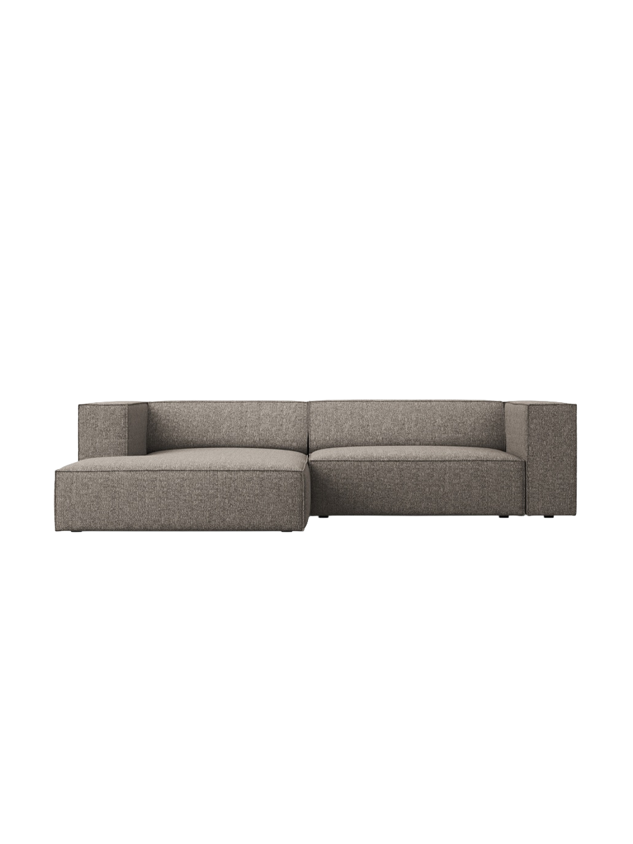 
3-Seater Designer Corner Sofa "Arendal" - Chenille Grey / Left corner section