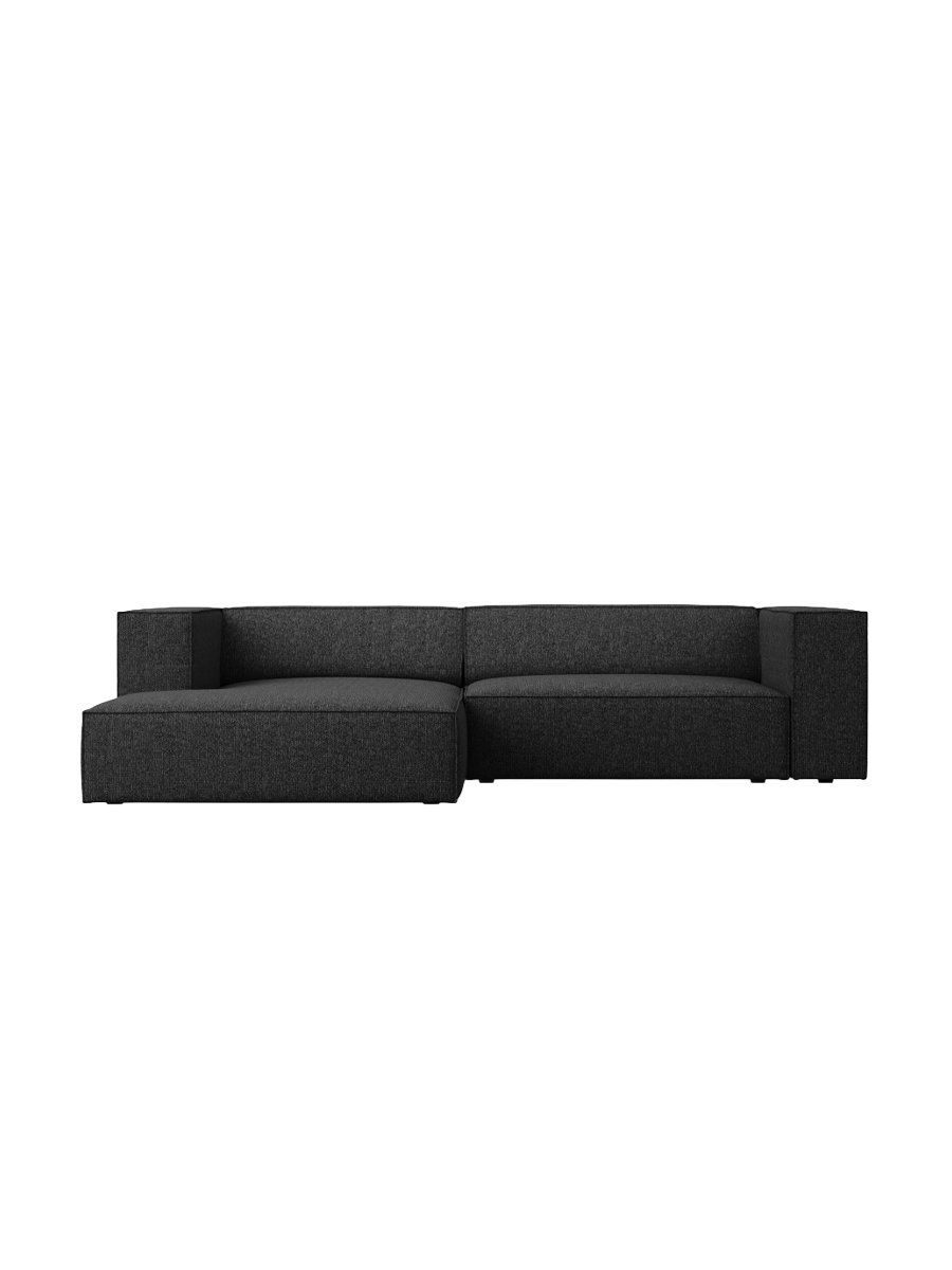 
3-Seater Designer Corner Sofa "Arendal" - Chenille Black / Left corner section