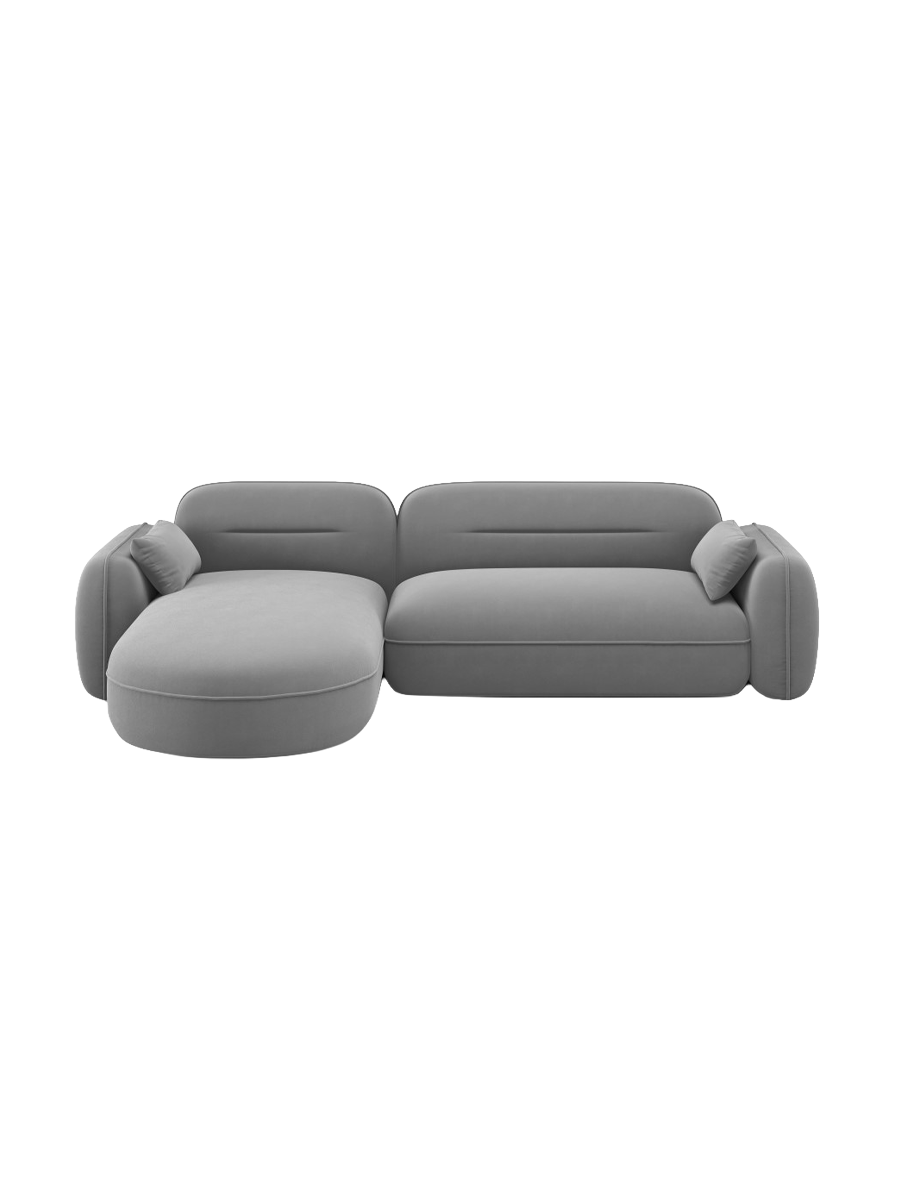
4-Sitzer Design Ecksofa „Sydney“ - Samt Hellgrau / Eckteil links