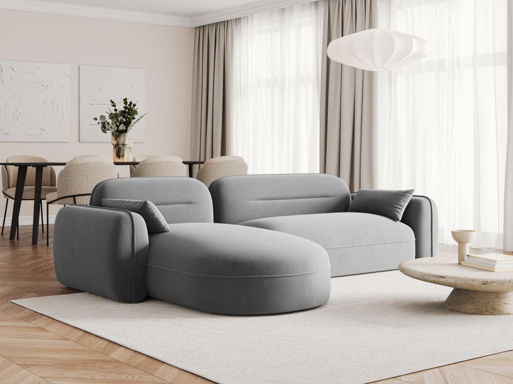 
4-Sitzer Design Ecksofa „Sydney“ - Samt Hellgrau / Eckteil links