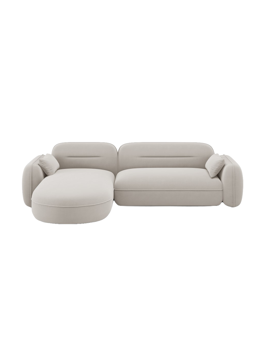 
4-Sitzer Design Ecksofa „Sydney“ - Samt Beige hell / Eckteil links