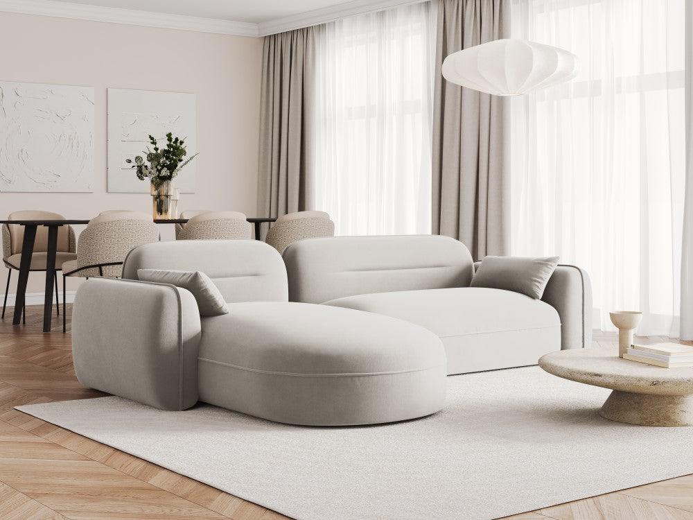 
4-Sitzer Design Ecksofa „Sydney“ - Samt Beige hell / Eckteil links