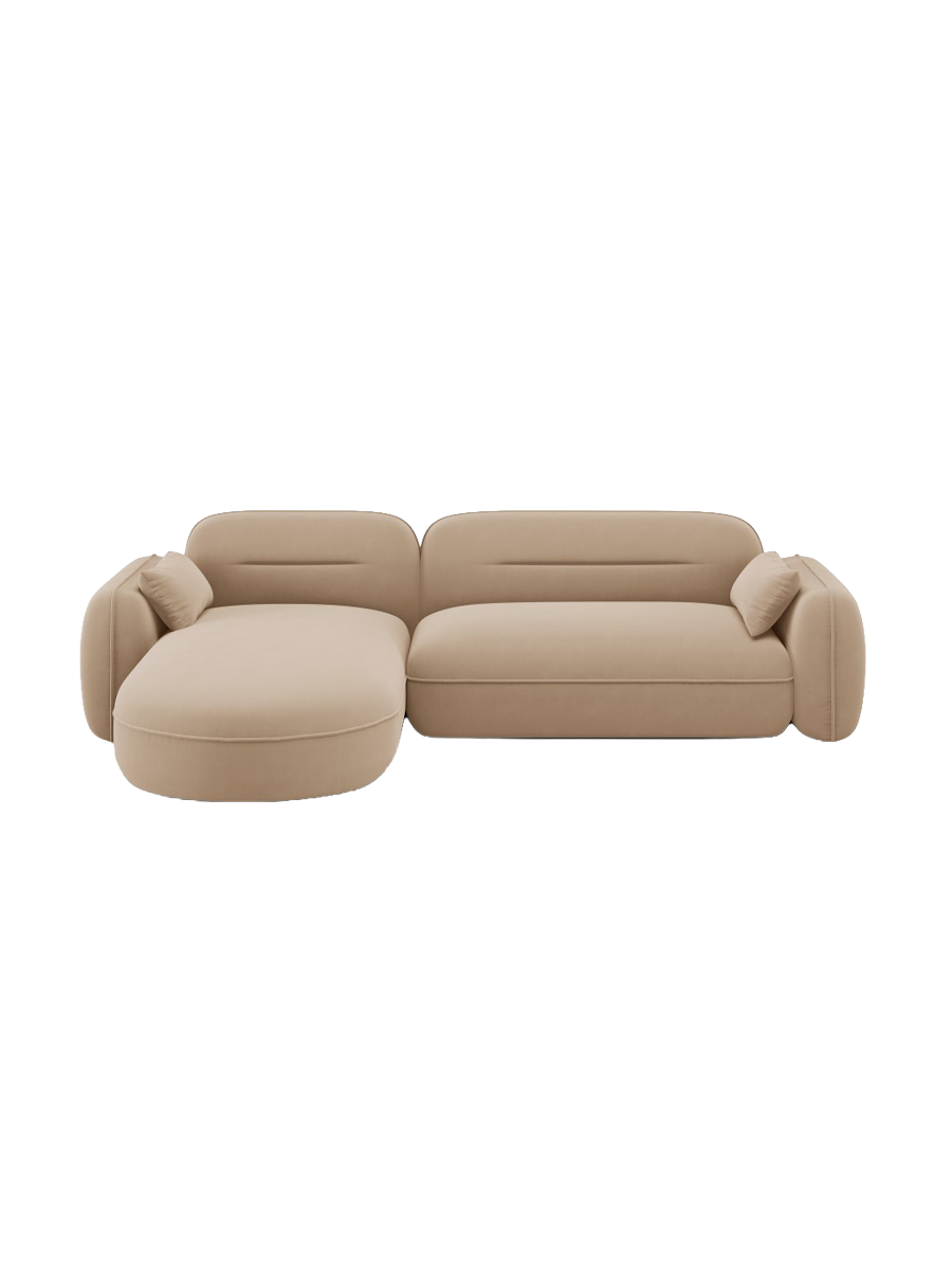 
4-Sitzer Design Ecksofa „Sydney“ - Samt Sand / Eckteil links