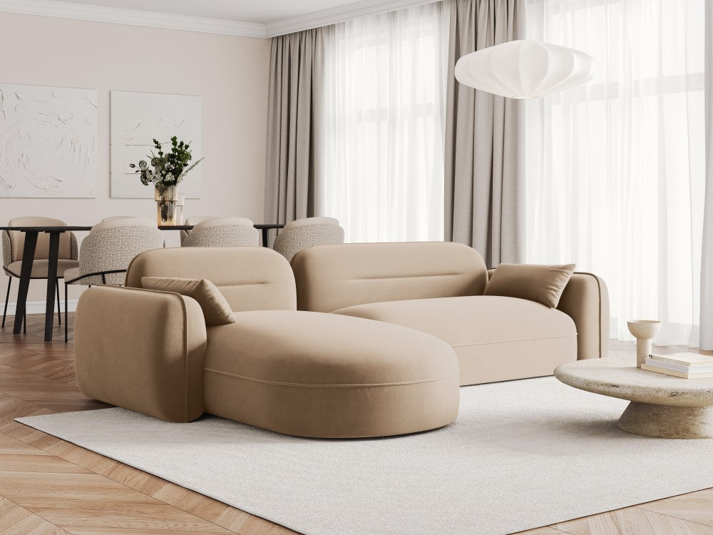 
4-Sitzer Design Ecksofa „Sydney“ - Samt Sand / Eckteil links