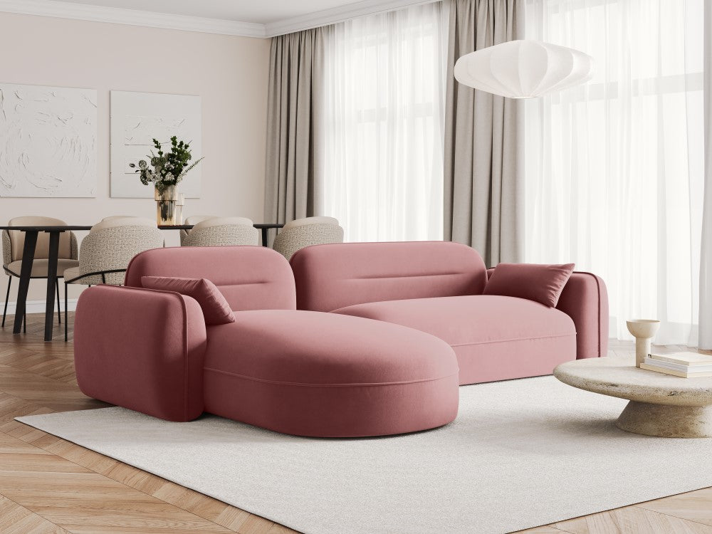 
4-Sitzer Design Ecksofa „Sydney“ - Samt Flamingo Rosa / Eckteil links