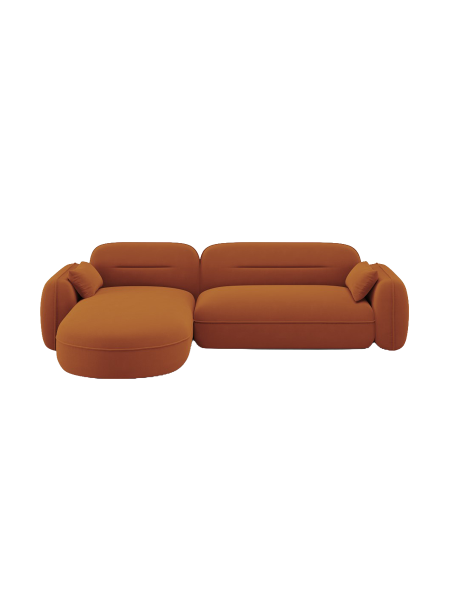 
4-Sitzer Design Ecksofa „Sydney“ - Samt Terracotta / Eckteil links