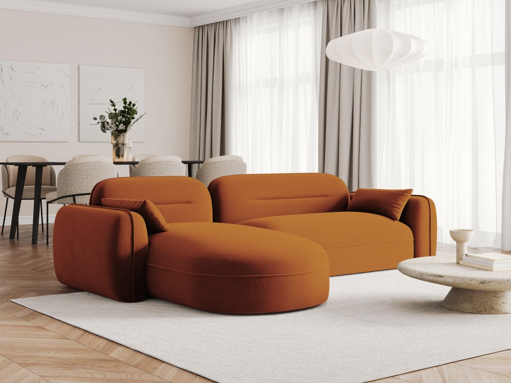 
4-Sitzer Design Ecksofa „Sydney“ - Samt Terracotta / Eckteil links