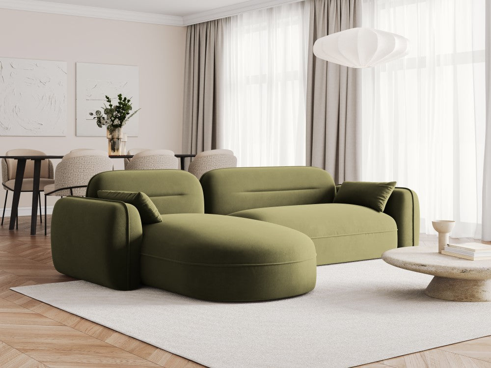 
4-Sitzer Design Ecksofa „Sydney“ - Samt Hellgrün / Eckteil links