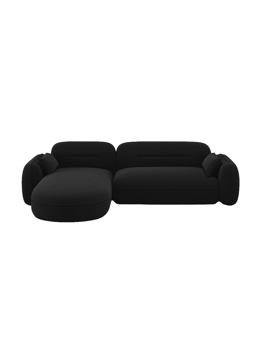 
4-Sitzer Design Ecksofa „Sydney“ - Samt Schwarz / Eckteil links